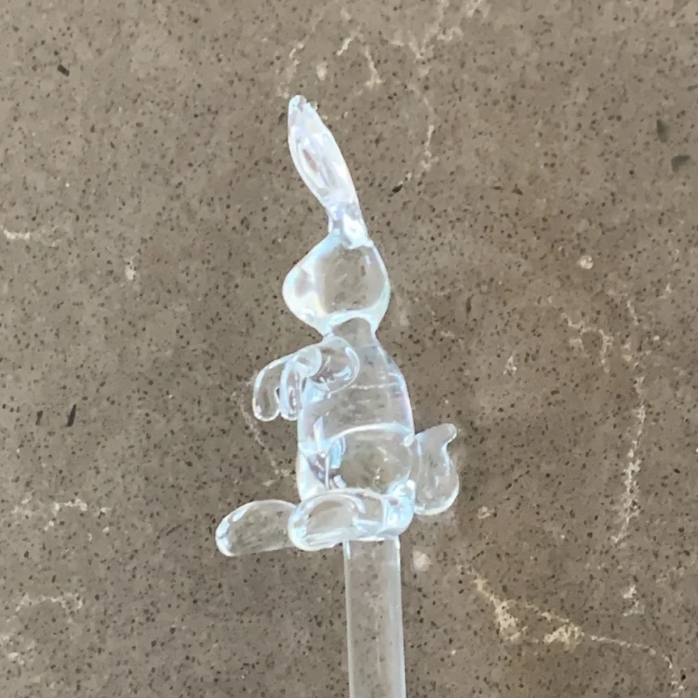 Last One! NWOT Princess House Crystal Glass Bunny Rabbit Swizzle Stick Stirrer